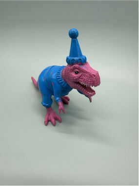 Ankyo T-Rex Dinosaur Clown Figure Pink Blue Polka Dot Pajamas Party Hat